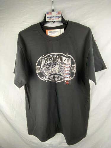 Men’s NEW WITH TAGS -HARLEY-DAVIDSON-Lake Geneva 2018- BLACK T SHIRT Large