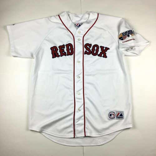 Boston Red Sox Baseball Jersey Home Majestic 2007 World Series Patch Sz Large