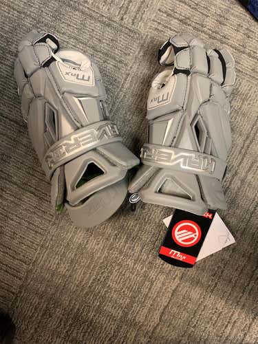Gray New Max Lacrosse Gloves 13"
