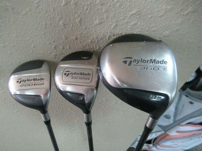 TAYLORMADE 300 SERIES 9.5* DRIVER AND # 3 7 FAIRWAY WOOD SET GRAPHITE NEW GRIPS