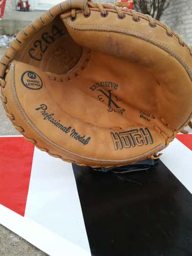 Yellow Right Handed Catcher's Vintage Hutch C264 Catchers Mitt Baseball Glove 31.5"