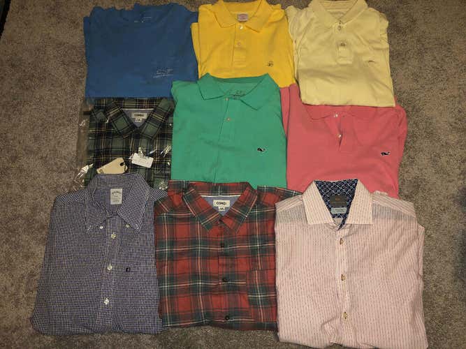 (9) Men’s Brooks Brothers Vineyard Vines Como Tommy Bahama Dean Shirts Sz M L