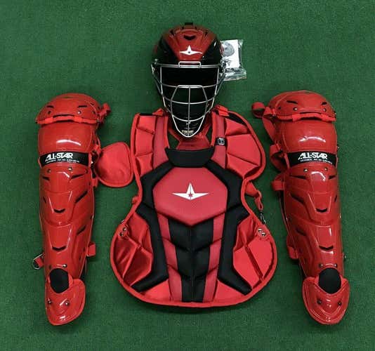 All Star System 7 Axis Youth 10-12 Catchers Gear Set - Red Black
