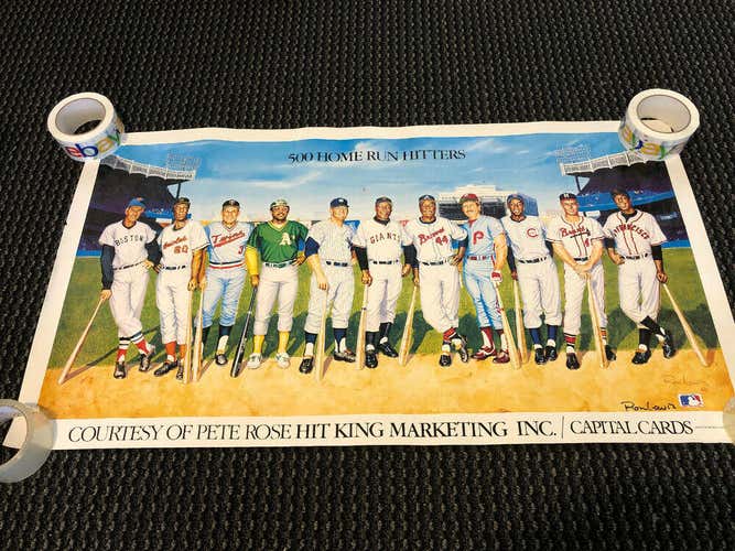 500 Home Run Hitters poster by Ron Lewis 1988 Signed Autographed HOF