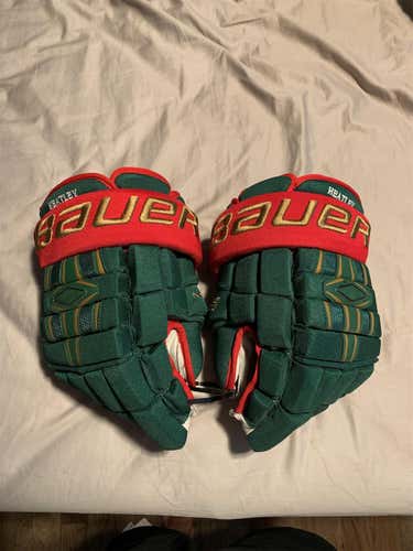 Bauer Dany Heatley Green Senior 4 Roll Gloves 14" Pro Stock