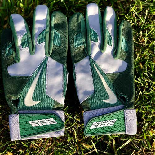 (New) Nike Diamond Elite XL Green/Grey Batting Gloves