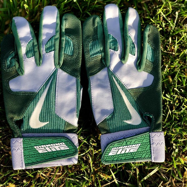 (New) Nike Diamond Elite XL Green/Grey Batting Gloves