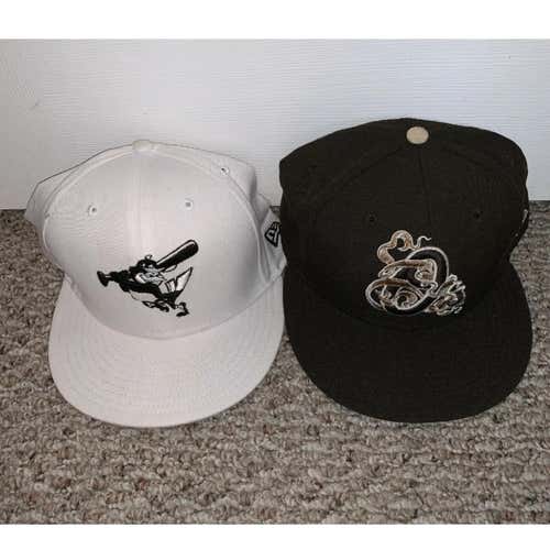 TWO Baltimore Orioles New Era 59fifty Authentic Fitted Hats Size 8