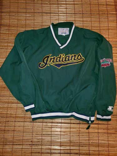 Vintage Starter Cleveland Indians Mens Size XL Pullover Jacket Jacobs Field Vtg