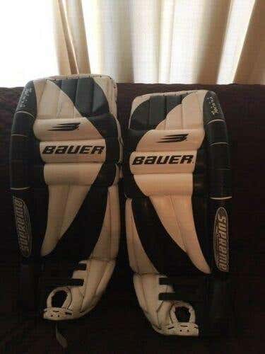 Black Senior 32" Bauer Goalie Leg Pads Pro Stock