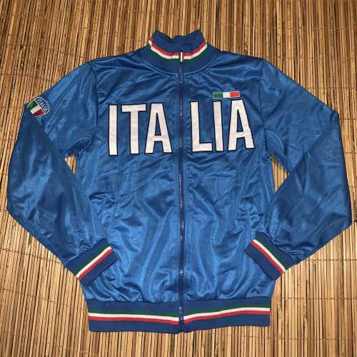 Italia Blue Soccer Full Zip Up Jacket Youth Boys Size 11/12 Track Sweater Zipper