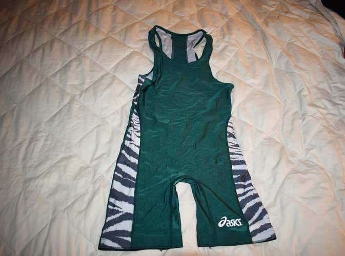 Asics Wrestling Singlet, Green, Small