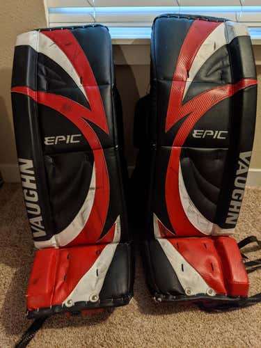 Black/Red Senior 34" Vaughn Epic 8600 Goalie Leg Pads