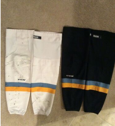 Black Senior Large CCM Socks Pro Stock, 2 pairs, Black and White