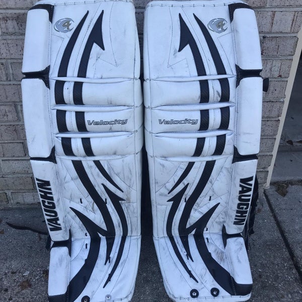 White Senior 36" Vaughn Velocity V4 Goalie Leg Pads