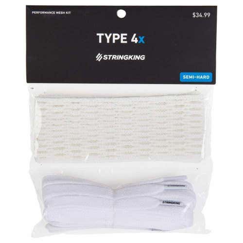 NEW StringKing Type 4X or 4S Soft Semi-Hard LACROSSE MESH FULL KIT White