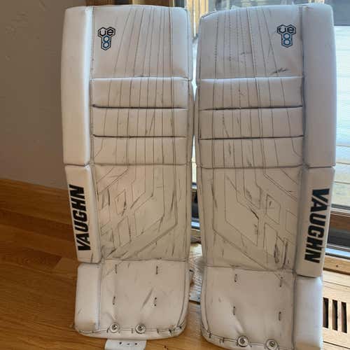 White Intermediate 26" Vaughn Velocity VE8 Pro Stock Goalie Leg Pads