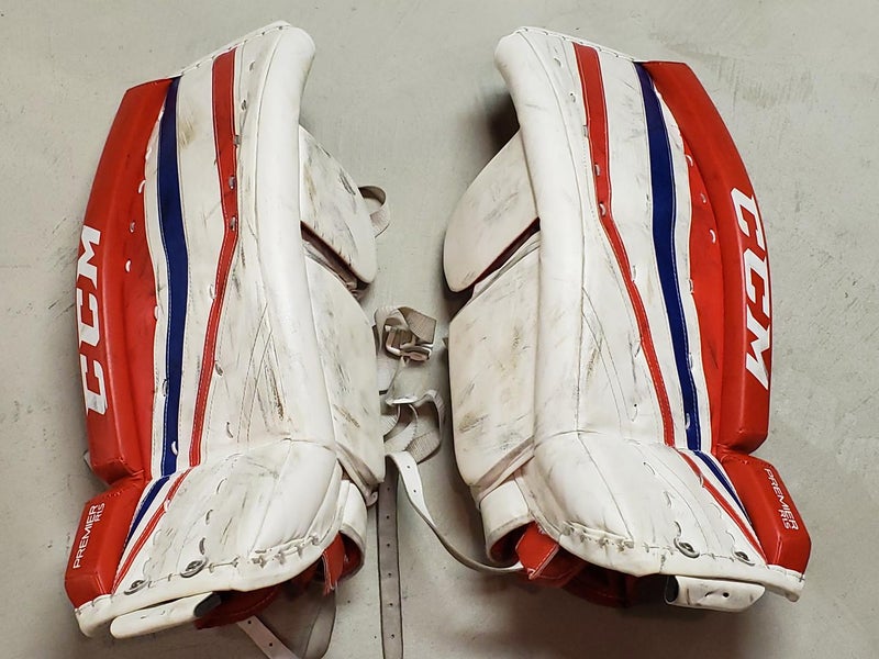 White Junior 24" CCM Premier R1.5 Goalie Leg Pads