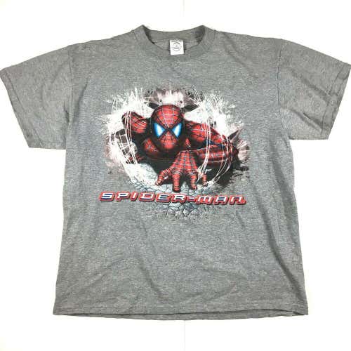 VTG 2002 Spider-Man Movie T-Shirt Gray Short Sleeve Marvel Comic Book Men's Sz L