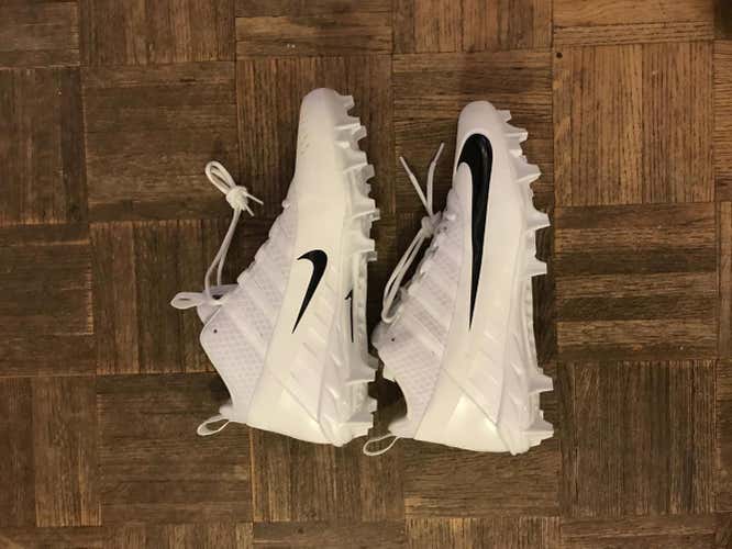 NEW WHITE NIKE HUARACHE 6 LACROSSE CLEATS