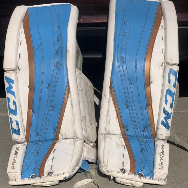 CCM Premier Pro Goalie 33” Leg Pads By Lefevre 33+2 Blue White Gold