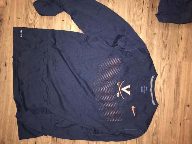 UVA Long Sleeve Blue Adult Men's Extra Large Nike Shooting Shirt