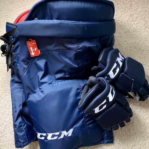 NEW NHL AHL PRO STOCK WINNIPEG JETS TEAM SET CCM HP45 XP PANTS + 14” CCM GLOVES