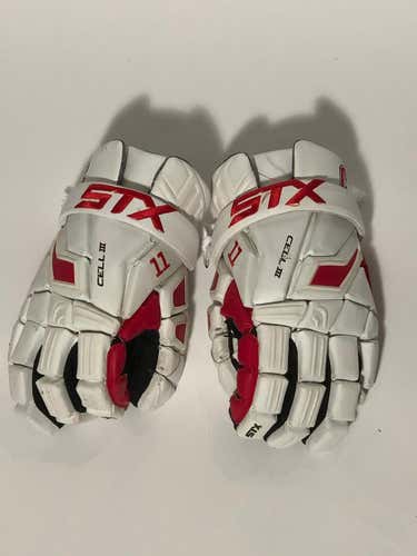 Great Deal...STX Cell III Lacrosse Gloves 13" White/Red