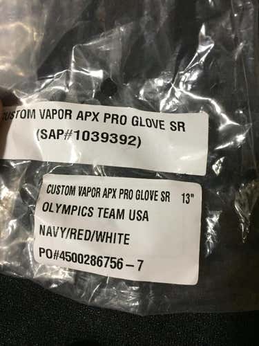 New Bauer Vapor APX Pro Gloves Senior Pro Stock 13" OLYMPICS TEAM USA