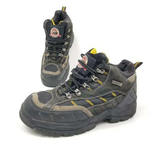 Brahma Mens Kane Hiking Boots Black Mid Top Waterproof Lace Up Leather Shoes 9.5