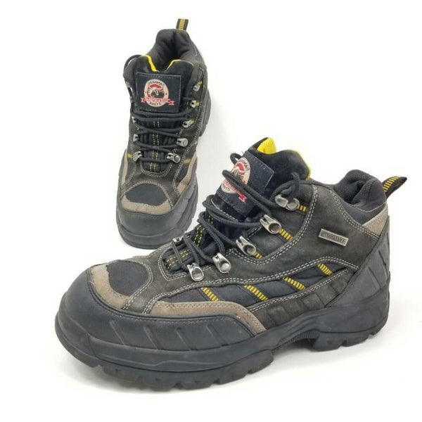 Brahma Mens Kane Hiking Boots Black Mid Top Waterproof Lace Up Leather Shoes 9.5