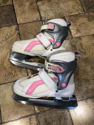DBX Adjustable Size 1-4 White/Pink Girls Ice Skates