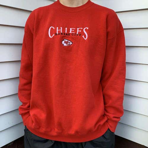 Vintage 90s Kansas City Chiefs Crewneck Sweatshirt Adult XL Nutmeg NFL Football