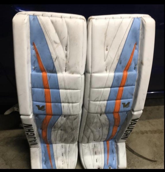 White Senior 35+2" Vaughn Velocity V6 Pro Stock Goalie Leg Pads