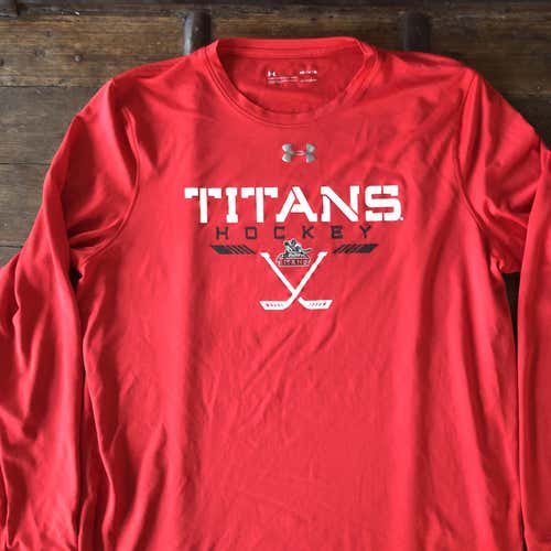 *NEW* [Pro Stock] Under Armour NAHL New Jersey Jr. Titans Red Medium Kind Sleeve Shirt