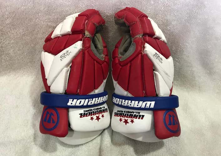 Warrior Evo "All American" 2019 lacrosse gloves Size L USED