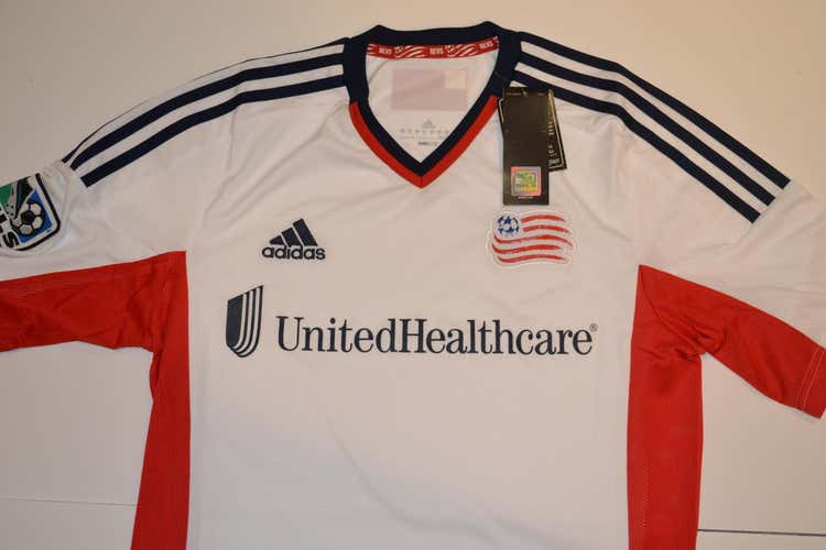 White New Men's Medium authentic Adidas Jersey New England Revolution