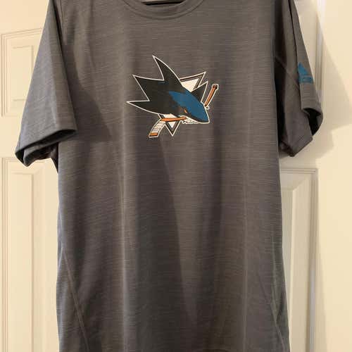 San Jose Sharks Team Issue Gray New Large Adidas Shirts