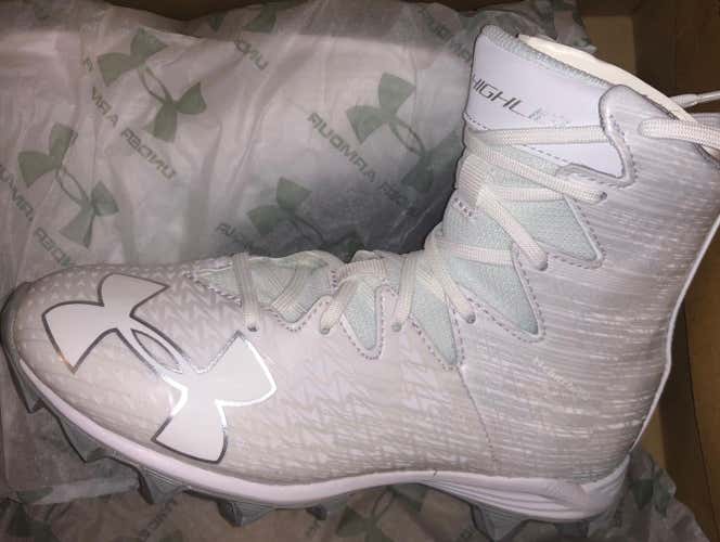 Under Armour Highlight RM White Unisex Molded Cleats High Top Lax Lacrosse 3 3Y