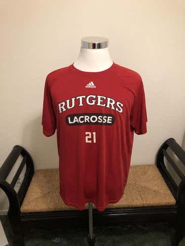 Rutgers Lacrosse 2018 issued Red Large Adidas Training T-Shirt