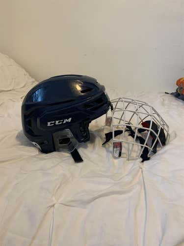Navy Blue  Medium CCM Tacks 710 Helmet And Cage