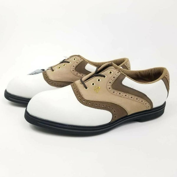 Dunlop Mens 12 Dry Golf Shoes White Lace Up Round Toe Genuine Leather M4300C New