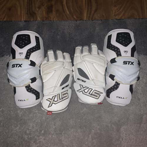 **SALE** *Arm Pads Included* White Player STX Stallion 500 13" Lacrosse Gloves