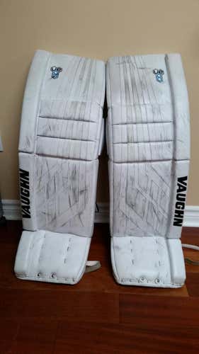 White Senior 35" + 2" Vaughn Velocity VE8 Goalie Leg Pads