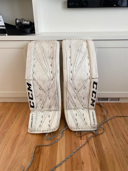 White Senior 33" CCM Premier II Pro Goalie Leg Pads
