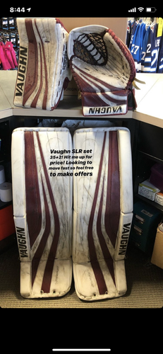 White Senior 35" Vaughn Regular Ventus SLR Goalie Full Set Pro Stock