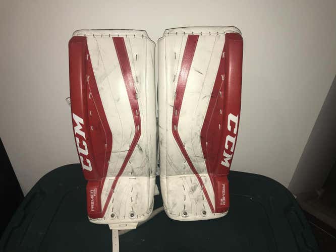 Red Junior 24" CCM Premier R1.5 Goalie Leg Pads
