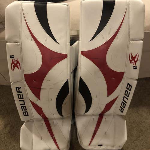 White Senior 32" Bauer XR8  Goalie Leg Pads