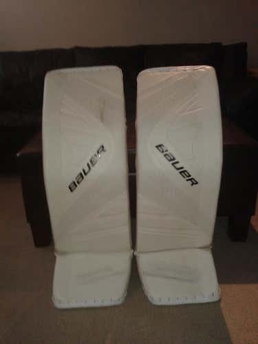 White New Senior 36" Bauer Vapor 1X Goalie Leg Pads Pro Stock