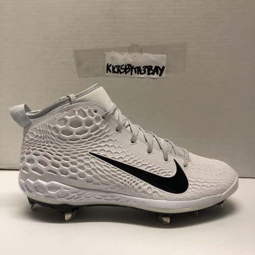Nike Force Zoom Trout 5 Metal Baseball Cleats White Pure Platinum AH3373-101 Men's size 9